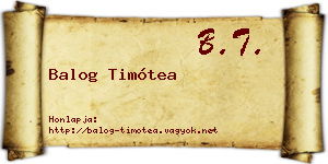 Balog Timótea névjegykártya